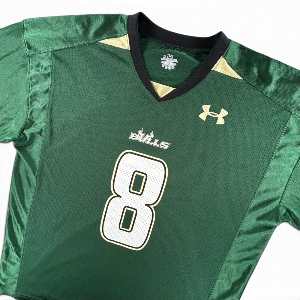 Under Armour USF Bulls Football Jersey Men XXL Green #8 South Florida NCAA
